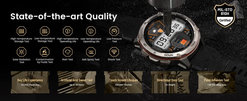 AMAZTIM GPS Smart Watch for Men, 6 Satellite Positioning, Compass, Stainless Steel Body, 50M Waterproof, 470mAh Extra-Large Battery, Answer/Make Call, 1.43" AMOLED Screen, Compatible for Android iOS