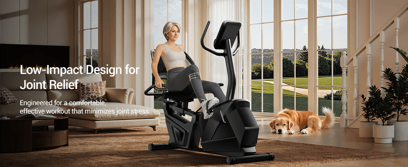 CURSOR FITNESS Recumbent Exercise Bike, Quiet Recumbent Stationary Bike for Adults & Seniors, Magnetic Stationary Bike with 16-Level Resistance, Supports 350LB, Heart Rate Handle & LCD Display