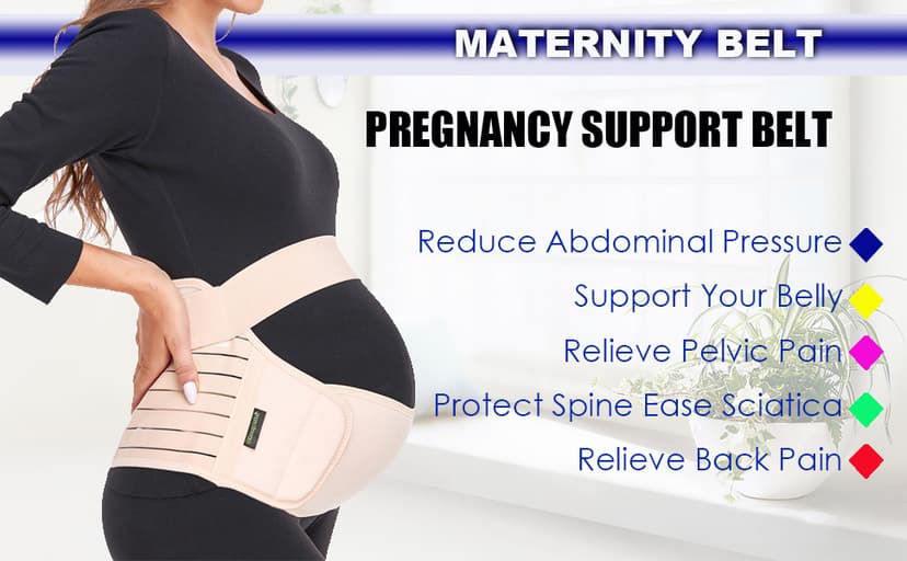 ChongErfei Maternity Belt, Pregnancy 3 in 1 Support Belt for Back/Pelvic/Hip Pain, Maternity Band Belly Support for Pregnancy Belly Support Band (L: Fit Ab 39.5"-51.3", Black)