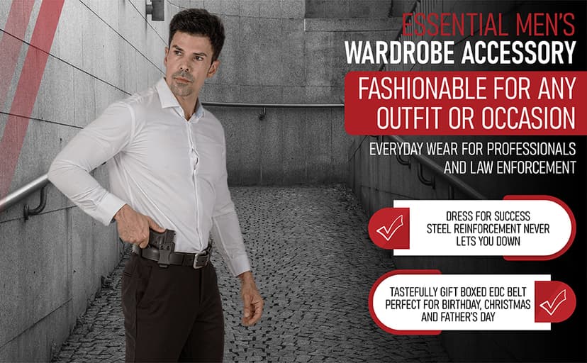 VICI Tactical Men's Steel Core Leather Gun Belt for Concealed Carry