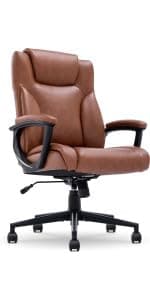 Serta Fairbanks Big and Tall Executive Office Chair - Ergonomic High Back Computer Desk Chair with Lumbar Support, Memory Foam Seat Cushion, Padded Armrests, Bonded Leather, 350 lb Capacity - Black