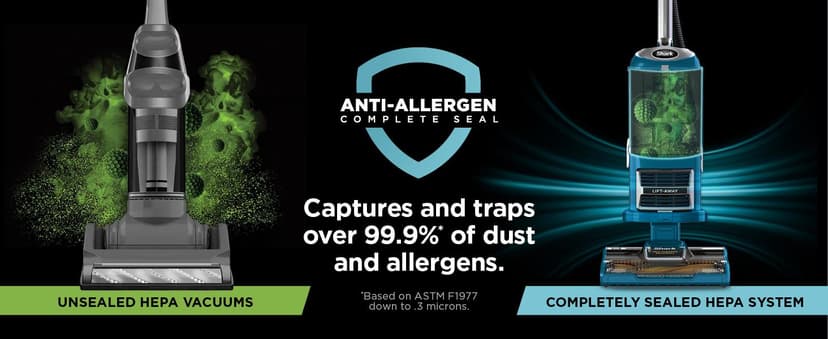 Shark Upright Vacuum, Navigator Lift-Away with Self-Cleaning Brushroll, HEPA Filter, Swivel Steering, Upholstery Tool & Pet Crevice Tool, Perfect for Pets & Multi-Surface, Teal, ZU503AMZ