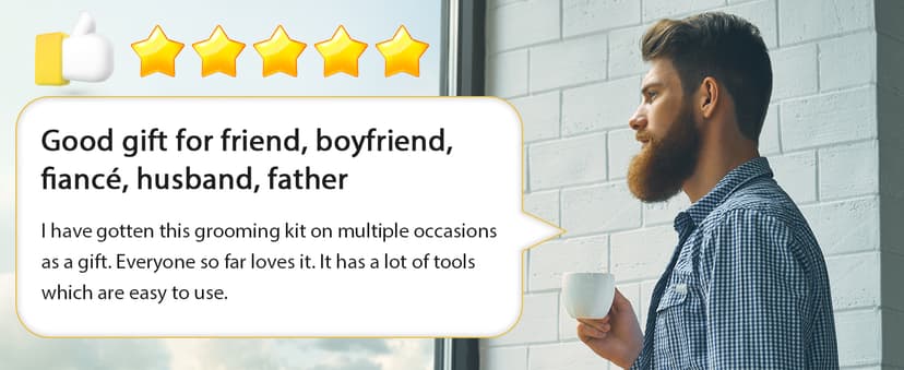 Beard Kit for Men Grooming & Care W/3 Pack Beard Oil, Wash, Balm, Comb, Brush, Scissors,Anniversary Valentines Birthday Fathers Gifts Idea for Husband Him Boyfriend Dad Men Christmas Stocking Stuffers