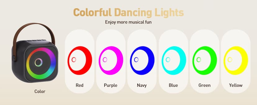 360° Surround Sound,5 Voice Effects,Bluetooth 5.0,LED Lights, TF/USB/AUX, For Kids and Adults, Family Home Party and Gifts Mini Karaoke Machine,Portable Bluetooth Speaker with 2 Wireless Microphones B0CNX6MMK3