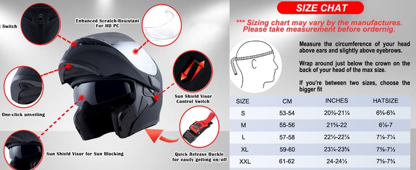 1Storm Motorcycle Modular Full Face Helmet Bike Flip up Dual Visor Sun Shield: HB89 Matt Black