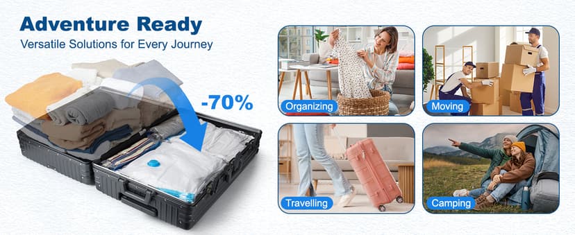 HOUSE DAY 30 Pack Vacuum Storage Bags with Electric Pump, 4 Sizes + 2 Roll-Up (5 Each), Space Saver Vacuum Seal Bags for Clothing, Bedding, Pillows, Travel – Airtight Seal, Reusable & Durable