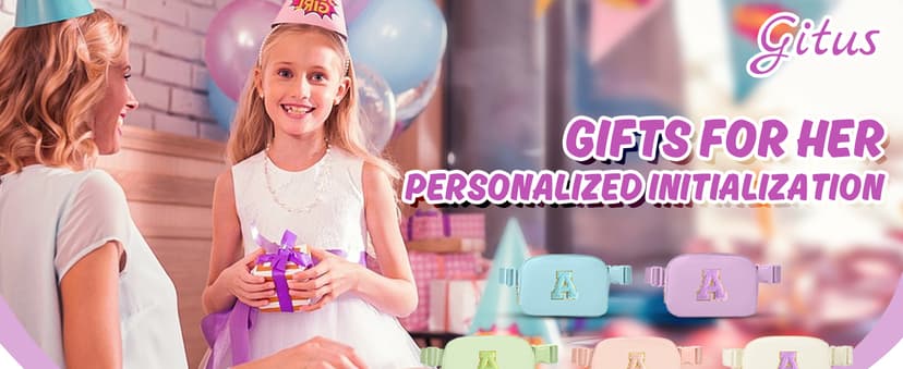 Gitus Gifts for 8 9 10 11 12 Year Old Girls Belt Bag Fanny Pack Crossbody Bags with Initial Letter Patch Cute Stuff Birthday Gifts for Teen Girls Women Personalized Trend Stuff (Lavender-E)