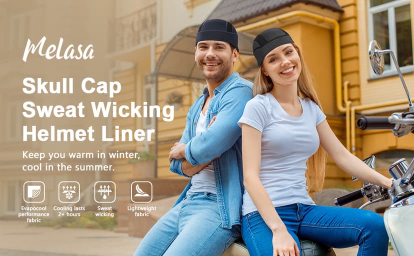 Skull Cap Helmet Liner Beanie, Cooling Mesh Cycling Running Hat for Men Women, Fits Under Helmets