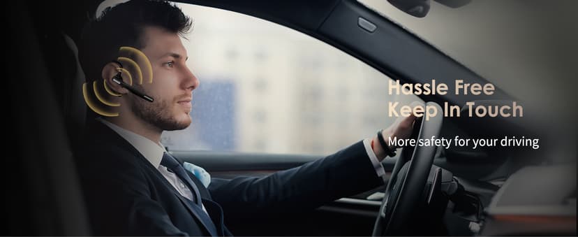 ICOMTOFIT Bluetooth Headset, Wireless Bluetooth Earpiece V5.0 Hands-Free Earphones with Built-in Mic for Driving/Business/Office, Compatible with iPhone and Android (Gray)