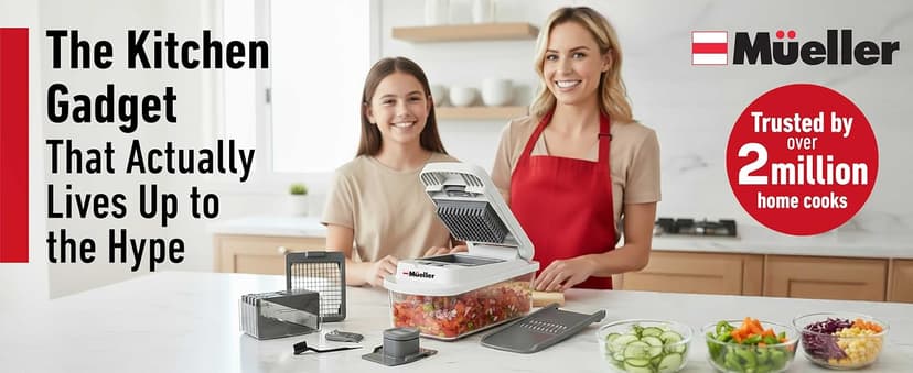 Mueller Pro-Series 10-in-1, 8 Blade Vegetable Chopper, Mandoline Slicer, Food Chopper with Container, Fruit Slicer, Kitchen Gadgets & Accessories, Home Essentials