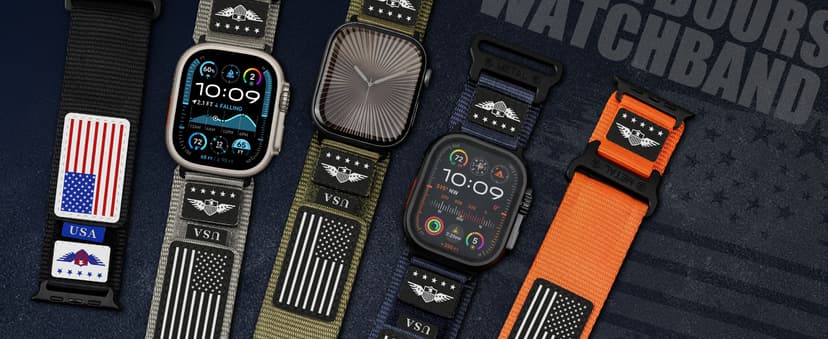 Rugged Nylon for Apple Watch Ultra 2/ Ultra 3 Band Series 11/10/9/8/7/6/5/4/3/SE iWatch Bands Men,Soft Woven Stars-Stripes Flag Wristbands Strap for Apple Watch Ultra 3/2/1 49mm 46mm 45mm 44mm 42mm