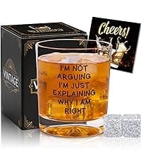 Ithmahco Funny Whiskey Gifts for Men, Funny Whiskey Glasses Bourbon Gifts for Men Women Boyfriend, Christmas Birthday Gift for Dad Husband Daddy, Alcohol Boss Gift for Men Coworker