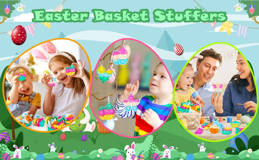 Easter Egg Fillers Basket Stuffers Mini Pop Keychain It Goodie Bag Stuffers Fidgets for Classroom Prizes Kids Party Supplies Easter Pop Fidget Toys Bulk Its Easter Party Favors for Kids 24 Pack Gifts B0DPLXDGMR
