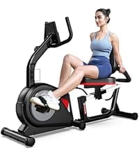 Foldable Exercise Bike, Multifunctional Indoor Stationary Bikes for Home with 8-Level Magnetic Resistance, Quiet Workout Bike with Arm Resistance Bands, LCD Monitor, 300LBS Capacity