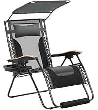 Yaheetech Zero Gravity Chair, Folding Reclining Lounge Recliner with Removable Pad & Headrest & Side Cup Holder Tray for Indoor and Outdoor Gray/1