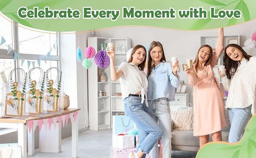 55Pcs Baby Shower Prizes for Game Winners 6 Sets Bamboo Cheese Board Spoon Fork Butter Spreaders Plaid Towel Thank You Card and Gift Bags for Baby Shower Wedding Bridal Shower Favors