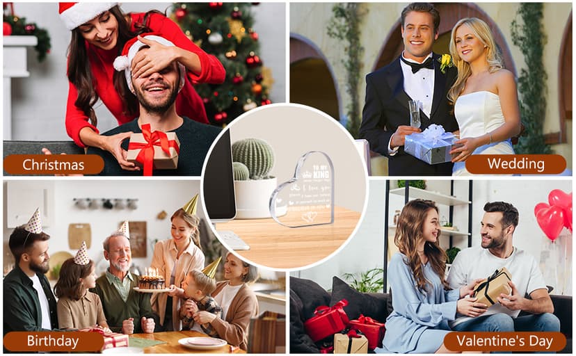 Gifts for Boyfriend, Men, Husband, I Love You Romantic Birthday Anniversary Retirement Gift - Heart Shaped Acrylic Block Paper Weights for Him Idea