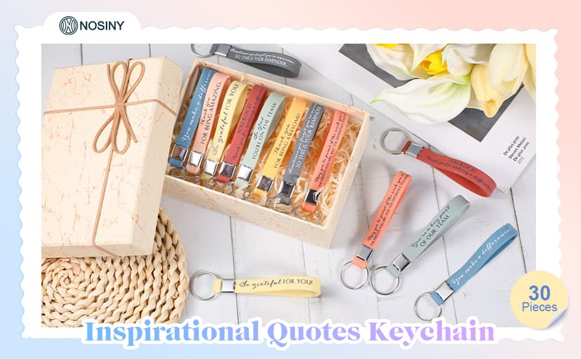 Customer Service Week, Inspirational Thank You Gifts, 10 Style Silicone Keyring for Office Staff Work Team Teacher Volunteer Nosiny 30 Pcs Keychain Appreciation Gift Bulk for Employee Coworker B0BZY67RDJ