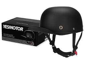 Yesmotor Motorcycle Baseball Helmet - Retro Baseball Style Cap for Unisex-Adult, DOT Approved