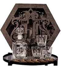 Personalized Whiskey Decanter Set for Men Home Bar Custom Liquor Decanters Wooden Box Whiskey Glasses Set Gifts for Husband Dad Men Cave Christmas Birthday Anniversary Valentine‘s Day