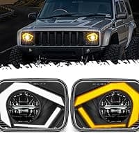 Partsam 2PCS Rectangle H6054 LED Headlights 5x7 7x6 Headlamp Hi/Low Sealed Beam H4 9003 Plug 6054 H5054 Compatible with S10 Blazer Express Van/Wrangler YJ XJ Cherokee Truck Van