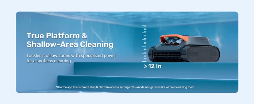 Gosvor LiteVac G1 Pool Vacuum, Wall & Waterline Cleaning, Double Filtration, 150-Min Battery Life for Smart Mode, 200-Min Battery Life for ECO Mode, Smart Navigation, with APP, Orange