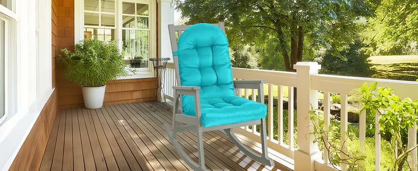 Yddsky Adirondack Chair Cushion, Rocking Cushions 44x19.4x4 inch, High Back Patio Recliner Cushion of Upper and Lower with Ties, Sunscreen and Fade-Resistant Turquoise,2