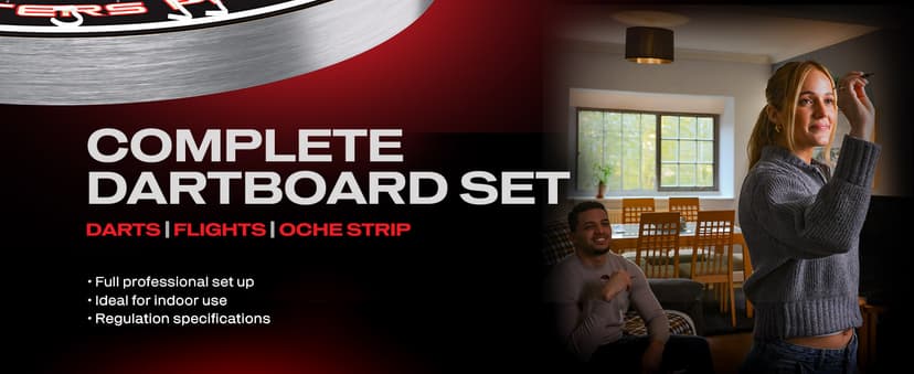 Winmau Darts - Masters Pro Premium Bristle Dartboard Set - Includes Dart Board, Darts, Flights, Shafts and Oche Strip - Professional Steel Tip Darts & Dart Board for Adults