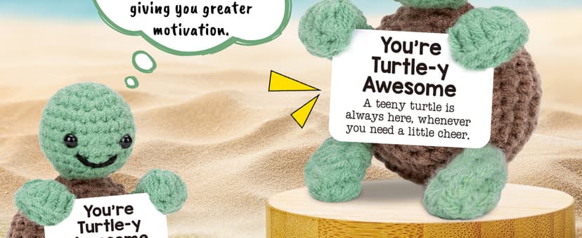 Mini Funny Turtle Birthday Gifts for Women Men Christmas, Retirement Bosses Day Gifts, Inspirational Small Animals Cute Stuff Things, Handmade Emotional Positive Crochet Turtle Decorations