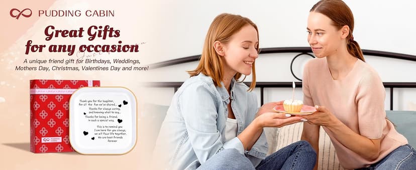 PUDDING CABIN Friend Birthday Gifts for Women,Friendship Thank You Ring Trinket Dish,Going Away Gifts for Friends,Long Distance Gifts for Women Moving Retirement Gifts For Woman