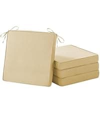 IASEAHK Chair Cushions, Memory Foam Dining Chair Cushions, Tufted Indoor Chair Pads, Set of 4, 16.5' x 16.5' x 3.5', Beige