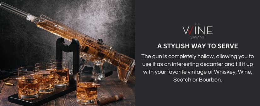 AR15 Gun Decanter Birthday Gifts for Men Dad, Whiskey Set - Rifle Limited Edition, Silencer Stopper - 800 ml & 12oz Bullet Glasses - Father Gift - Drinking Party, Liquor, Vodka Tik Tok Viral Dispenser