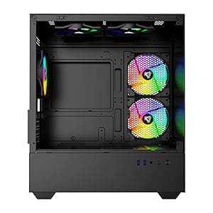 Apevia Phantom-MESH-BK Phantom Micro-ATX Dual-Chamber Mesh Gaming PC Case w/ 5X 120mm ARGB Fans, 366 RGB Modes, Mesh Airflow Performance Front Panel, 240mm Radiator Support, 2X USB3.0, HD Audio, Black