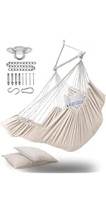 ADVOKAIR Hammock Chair Large 70.9"x47.2", 32% Bigger XXL Hanging Swing Chair with 500lbs Capacity, Heavy Duty Steel Spreader Bar, Extra Roomy Comfort for Adult Indoor Outdoor Bedroom Patio