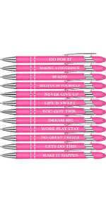 Rose Gold Funny Pens with Stylus Tip & Sayings for Back to School Essentials Home, Office, Teacher Supplies Zonon 12 Pcs Inspirational Pens, Motivational Ballpoint Pen Gifts for Women B0B4T388TH