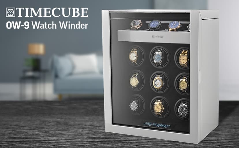 TIMECUBE 9 Watch Winder with 4 Storage Slots and Interior Light