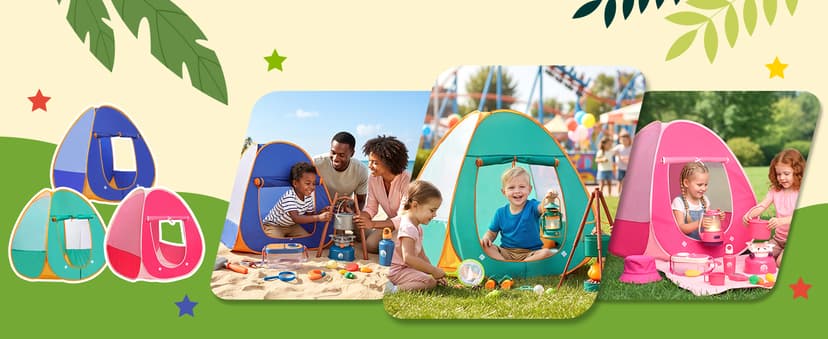 Pop-up tent, campfire, lantern, binoculars and camping gear for realistic pretend adventures indoors or outdoors Meland Camping Play Set for Child 3-6, Pretend Adventure Toy Gift B094XXBT8Z
