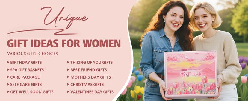 Birthday Gifts for Women Self Care Set Get Well Soon Gift Baskets, Relaxing Rose Spa Gift Basket Care Package for Women, Unique Xmas Gifts for Mom Her Girlfriend Sister Best Friend Wife Grandma
