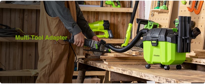 TaskStar Cordless Shop Vac, 2.6 Gal 2x4.0Ah Battery Powered Shop Vac, 3-in-1 Cordless Shop Vacuum Wet and Dry with Strap, 4 Wheels, Accessory Storage Holder, Ideal for Garage, Car, Workshop