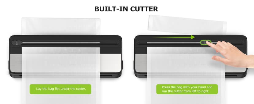 Bonsenkitchen Vacuum Sealer, Multi-Functional Food Sealer with 1 Roll Bag+ 5 Bags, Bag Storage | Built-in Cutter, Silver-Stainless steel