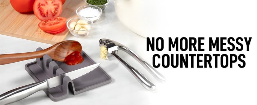 Silicone Utensil Rest with Drip Pad for Multiple Utensils, Heat-Resistant, BPA-Free Spoon Rest & Spoon Holder for Stove Top, Kitchen Utensil Holder for Spoons, Ladles, Tongs & More - by Zulay