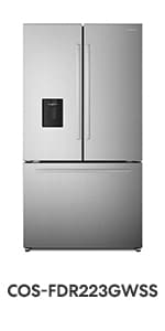 COSMO COS-FDR223GWSS 36 in. Lumin Collection 22.4 cu. ft. Counter Depth French Door Refrigerator, Water Dispenser, Ice Maker, Stainless Steel