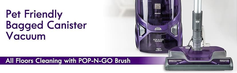 Kenmore 600 Series Pet Friendly Lightweight Bagged Canister Vacuum with Pet PowerMate, Pop-N-Go Brush, 2 Motors, HEPA Filter, Aluminum Telescoping Wand, Retractable Cord and 4 Cleaning Tools, Purple