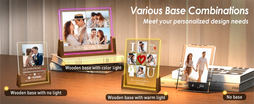 Custom Spotify Plaque-Personalized Picture Frames with Night Light,Music Plaque Frame,Personalized Anniversary Birthday Gifts for Women Men Girlfriend Boyfriend Couples