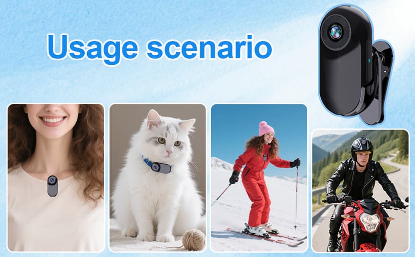 HOFAOUG Mini Body Camera 1080P, Mini Action Cam with Built in 32GB Memory Card, Thumb Sized The Helmet Camera for Work, Travel, Cycling and Body Cam(Black)