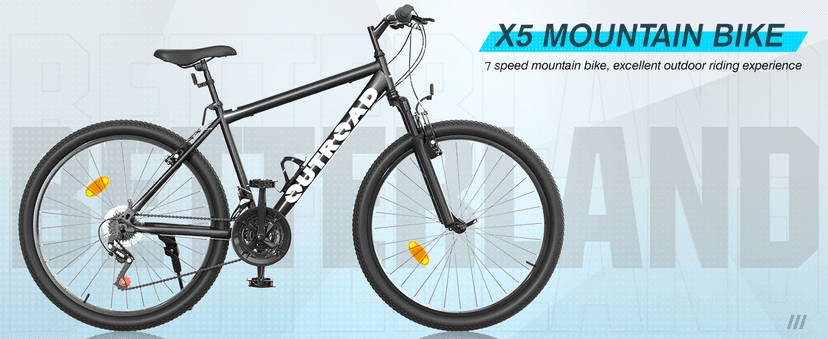 Betterland 26 Inch Mountain Bike, 7-Speed Adult Bike with Dual V Brakes, Outdoor Cycling Bike with High Carbon Steel Frame and Front Suspension, Adjustable Ergonomic Seat for Bicycle