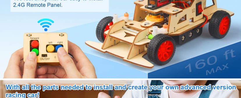 Poraxy STEM Kits for Kids 8-10, STEM Toys for Boys Age 8-12, Remote Control Car, Wooden 3D Puzzles 8-13 Science Projects Building Model, Birthday Gifts for 8 9 10 11 12 13 14 Year Old Teen Boys Girls