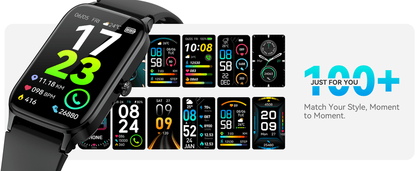 ChronArk Fitness Tracker for Women Men, Activity Smart Watch Compatible with Android iPhone, Step Counter with 110+ Sports, Sleep Monitor, Calorie Counter, IP68 Waterproof (Black, 1.57)