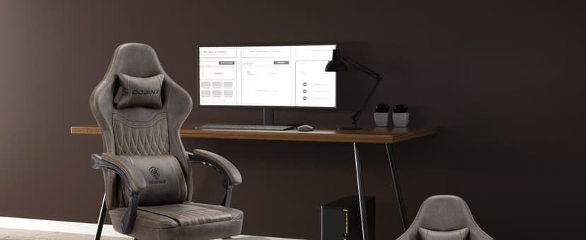 Dowinx Gaming Chair Breathable PU Leather Gamer Chair with Footrest Massage Lumbar Support, Big and Tall Ergonomic Reclining Computer Chair with Pocket Spring Cushion for Adults Teens (Brown)