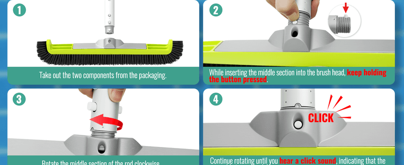 18" Pool Brush Head for Cleaning Swimming Pool Walls, Curved Ends High-Efficiency Scrub Brush for Tile, Fiberglass, Flooring and Vinyl Pools, Fits Φ1.25” Poles (Green & Black)
